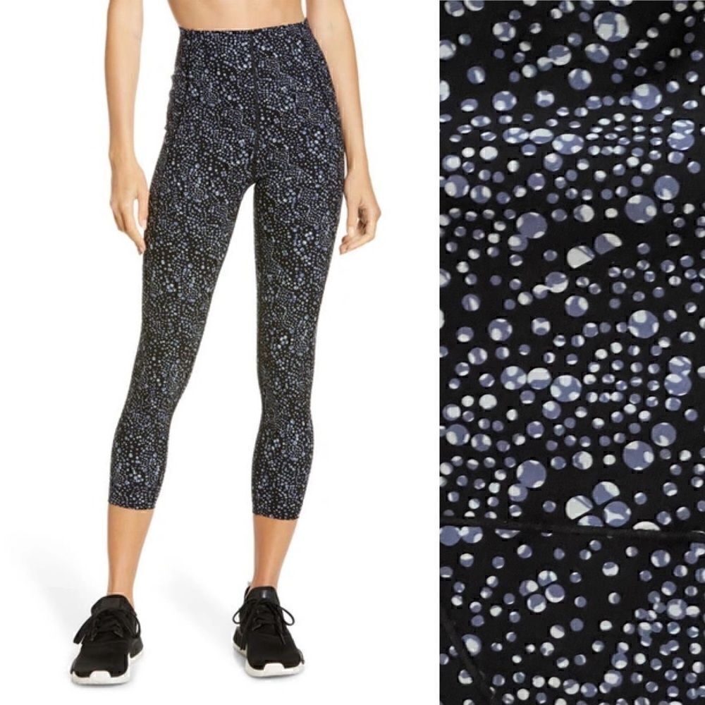SWEATY BETTY- POWER 7/8 HIGH-WAISTED LEGGINGS - BLUE CELESTIAL DOT PRINT, Small